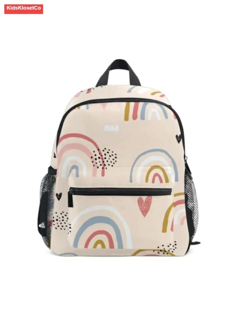 Boho Toddler Backpack with Rainbow Heart - Kindergarten Daypack 10x4x12 inches